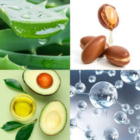Argan Oil, Avocado Oil, Hyaluronic Acid, Aloe Vera