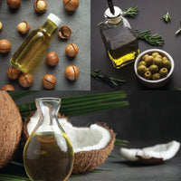 Coconut Oil, Argan Oil, Olive Oil